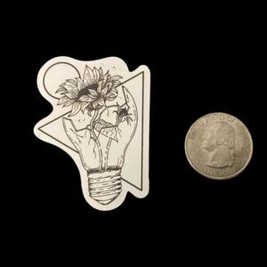 10/$10 – Floral Lightbulb Vinyl Sticker – Black & White Waterproof Decal